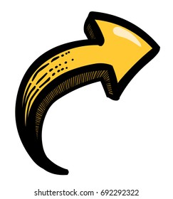 Cartoon image of Arrow Icon. Arrow symbol. An artistic freehand picture.