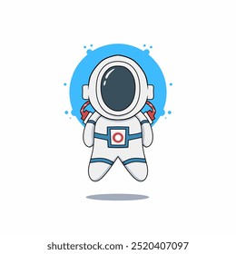 Cartoon image of an astronaut with blue on the back, can be used as a sticker, book cover or screen printing for children's t-shirts
