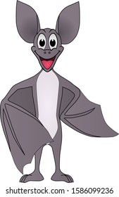 cartoon image of a bat posing funny on a sunny day