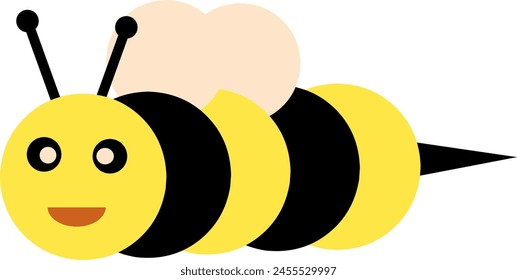 Cartoon image of a bee with a very interesting shape