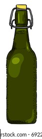 Cartoon image of Beer bottle Icon. Glass bottle symbol. An artistic freehand picture.