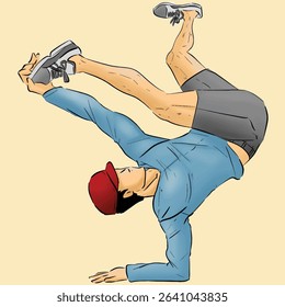 Cartoon image of a boy dancing b boy