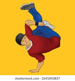 Cartoon image of a boy dancing b boy