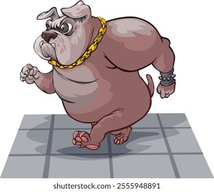 Cartoon image of a bulldog, with a frowning expression.