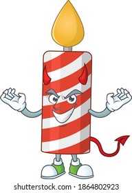 A cartoon image of candle as a devil character. Vector illustration