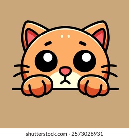 cartoon image of a cat hiding, vector illustration design.