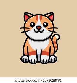 cartoon image of a cat sitting smiling, vector illustration design.