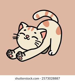 cartoon image of a cat stretching, vector illustration design.