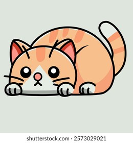 cartoon image of a cat trying to hide, vector illustration design.