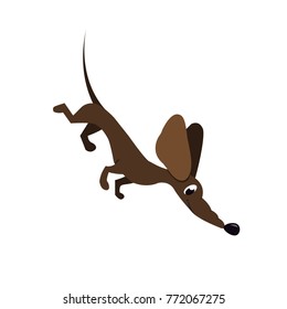 cartoon image of cheerful dachshund