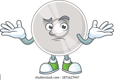 A cartoon image of compact disk in smirking face. Vector illustration