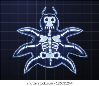 Cartoon image of computer bug in x-rays