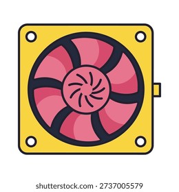 A cartoon image of a computer cooling fan