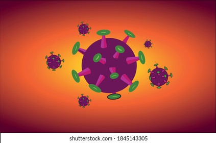 Cartoon image of coronavirus particles