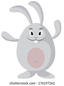 Cartoon image of cute Easter bunny in the form egg 