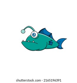Cartoon image of cute fish monster. Vector illustration