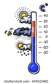 Cartoon image of Day temperature. Weather symbol. An artistic freehand picture.