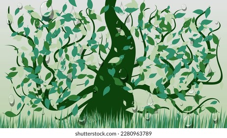 Cartoon image of a deciduous tree. Vector.