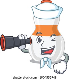 A cartoon image design of body lotion Sailor with binocular. Vector illustration