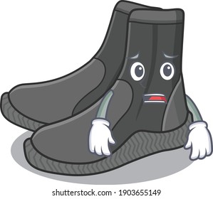 Cartoon-Design-Tauchschuhe mit besorgtem Gesicht