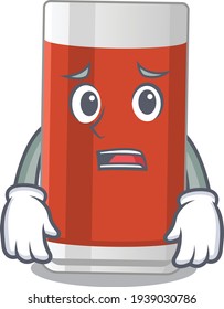 Cartoon image design glass of apple juice showing worried face. Vector illustration
