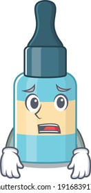 Cartoon image design hair oil showing worried face. Vector illustration