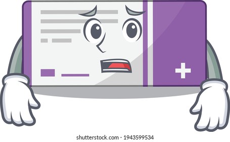 Cartoon image design medicine box showing worried face. Vector illustration