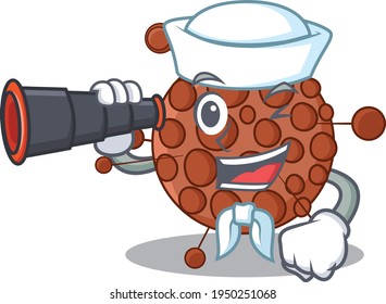A cartoon image design of neisseria Sailor with binocular. Vector illustration