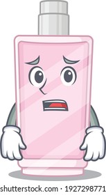 Cartoon image design perfume showing worried face. Vector illustration