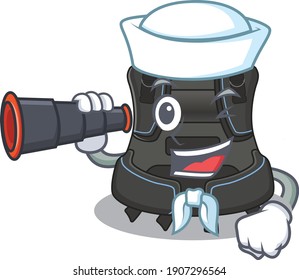 A cartoon image design of scuba buoyancy compensator Sailor with binocular