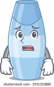 Cartoon image design shampoo showing worried face. Vector illustration