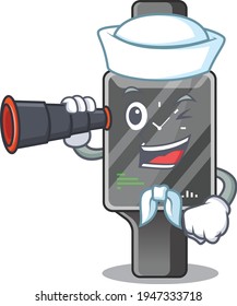 A cartoon image design of smart watch Sailor with binocular. Vector illustration