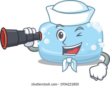 A cartoon image design of soap Sailor with binocular. Vector illustration