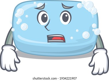 El jabón de diseño de imágenes de dibujos animados muestra la cara preocupada. Ilustración del vector