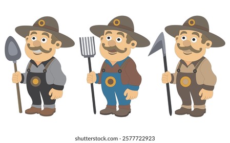 cartoon image design of various farmer jobs