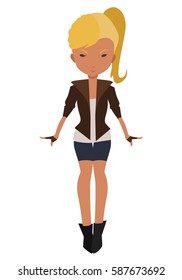 Cartoon image of e teenage girl with boots and blonde hair