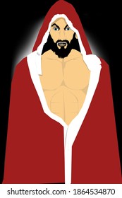 cartoon image of an evil-faced man in santa dress