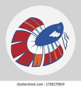 Cartoon image of fighting fish. logo. vector.