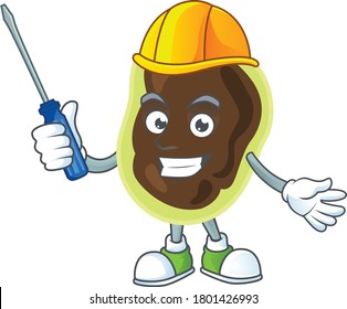 A cartoon image of firmicutes in a automotive character. Vector illustration