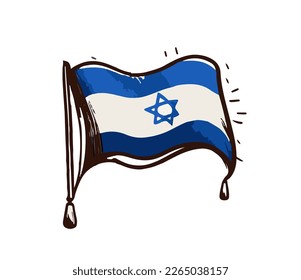 cartoon image of the flag of Israel. Vector illustration