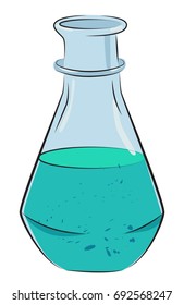 Cartoon image of Flask Icon. Laboratory symbol. An artistic freehand picture.