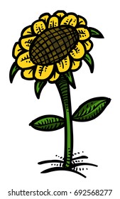 Cartoon image of Flower icon. Spring symbol. An artistic freehand picture.