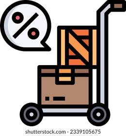 a cartoon image of a forklift with a box and a sign