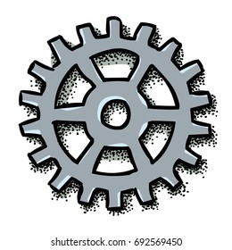 Cartoon image of Gear Icon, Flat vector illustration. An artistic freehand picture.