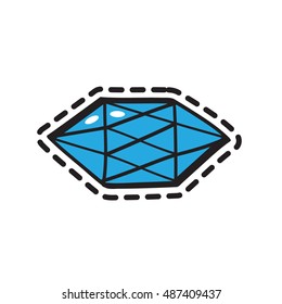 Cartoon image of gem isolated on white background in pop art comic style with halftone effect. Fashion patch badge, sticker. Vector illustration.