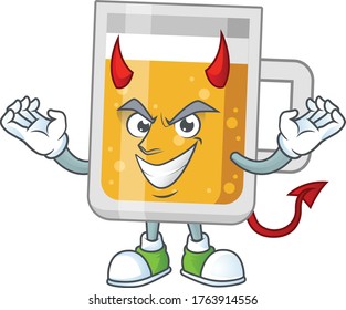A cartoon image of glass of beer as a devil character. Vector illustration