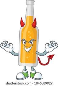 A cartoon image of glass of beer as a devil character. Vector illustration