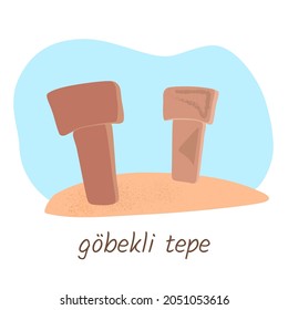 Cartoon image of Gobekli-tepe megaliths.