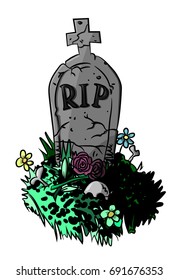 Cartoon image of grave. An artistic picture.