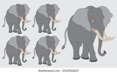 cartoon image of a gray elephant.  vector illustration.